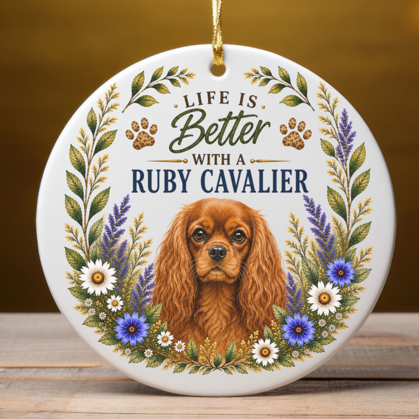 Ruby Cavalier Ornament, Cavalier King Charles Spaniel Gift, Dog Mom Keepsake, Ruby Cavalier Gift