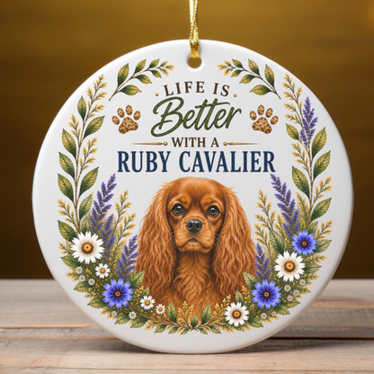 Ruby Cavalier Ornament, Cavalier King Charles Spaniel Gift, Dog Mom Keepsake, Ruby Cavalier Gift