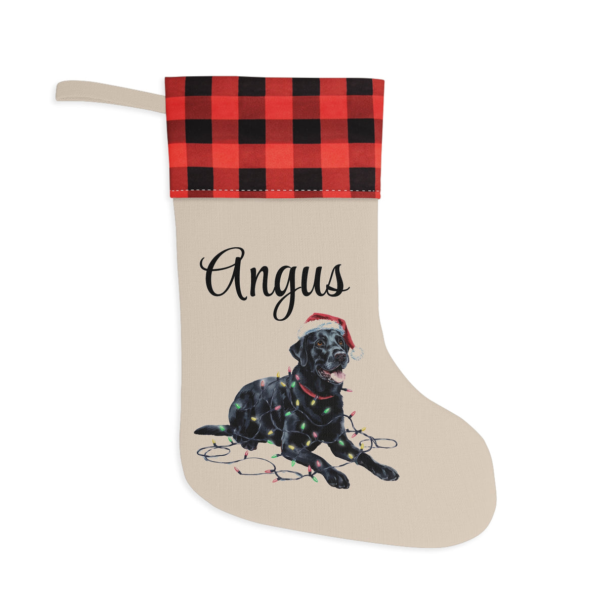 Personalized Dog Christmas Stocking, Custom Black Lab Holiday Stocking, Pet Name Stocking for Dog Lovers, Christmas Decor