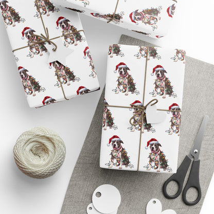 Pitbull Christmas Lights Wrapping Paper