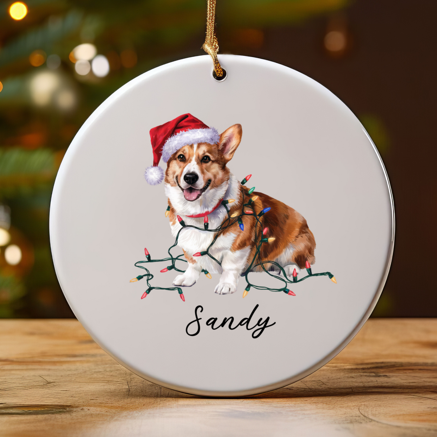 Personalized Corgi Ornament, Ceramic Christmas Tree Decor, Festive Pet Lover Gift