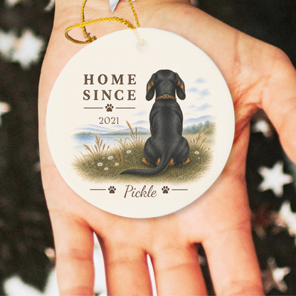 Personalized Black and Tan Dachshund Ornament, Double Sided Gotcha Day Gift, Custom Dog Keepsake