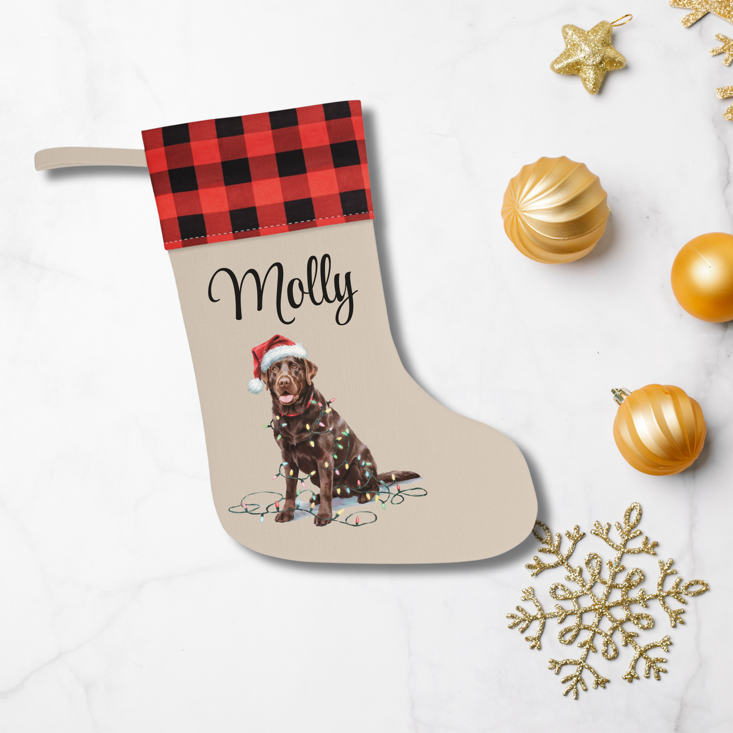 Personalized Chocolate Labrador Christmas Stocking,  Holiday Decor Gift for Pet Lovers