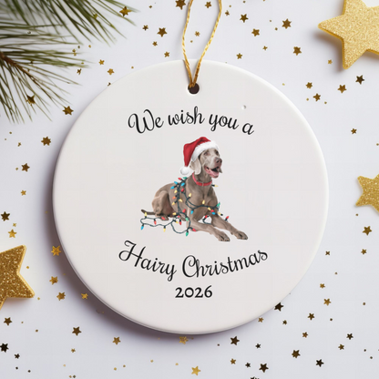 Christmas Weimaraner Ornament, Christmas Lights Dog Keepsake