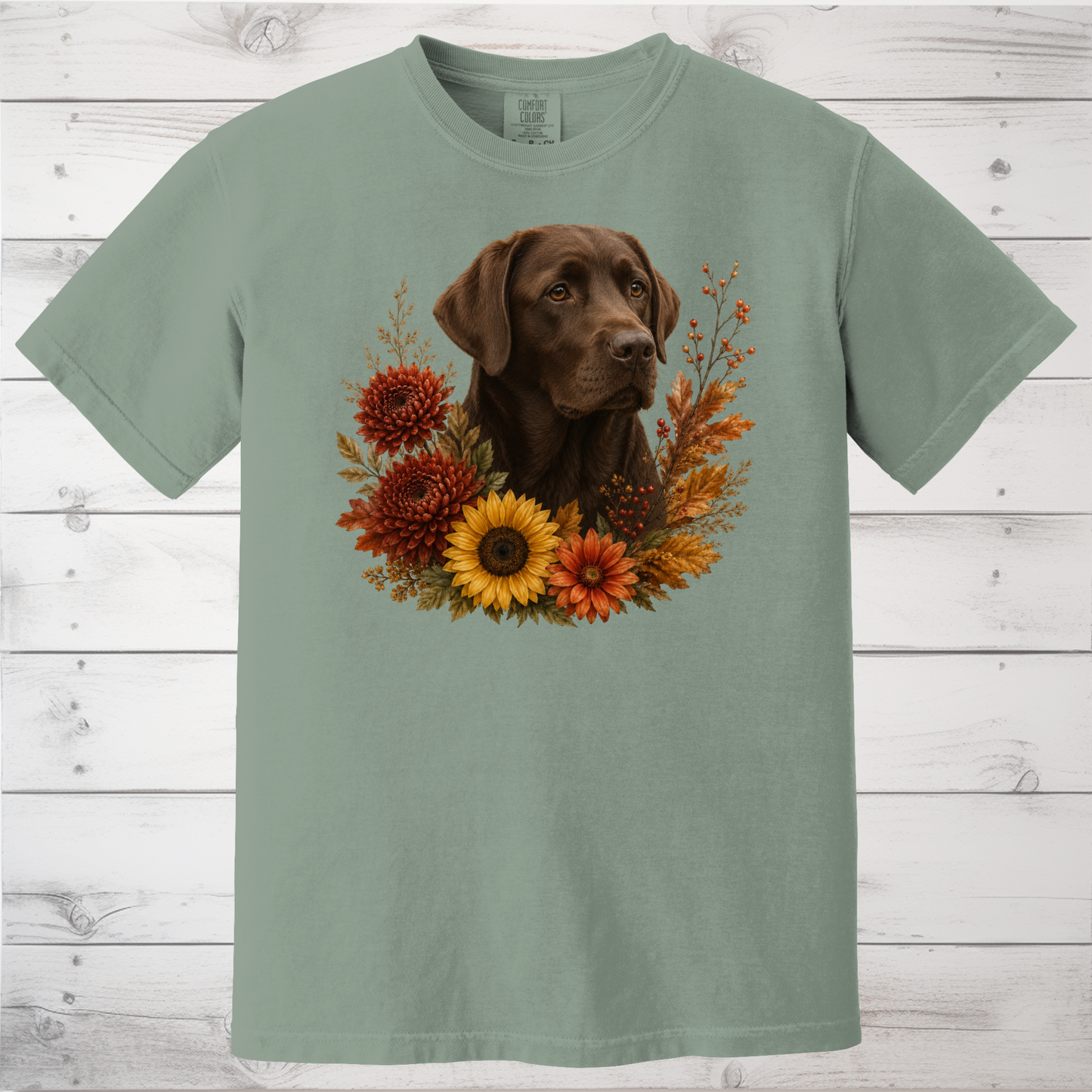 Chocolate Labrador Autumn Floral Shirt