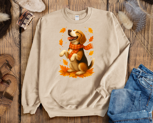 Beagle Autumn Shirt, Cozy Dog Sweatshirt, Fall Beagle Lover Gift, Cute Dog Apparel, Autumn Leaves T-shirt, Pet Lover Clothing