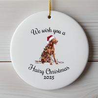 Load image into Gallery viewer, Christmas Vizsla Ornament, Christmas Lights Dog Keepsake
