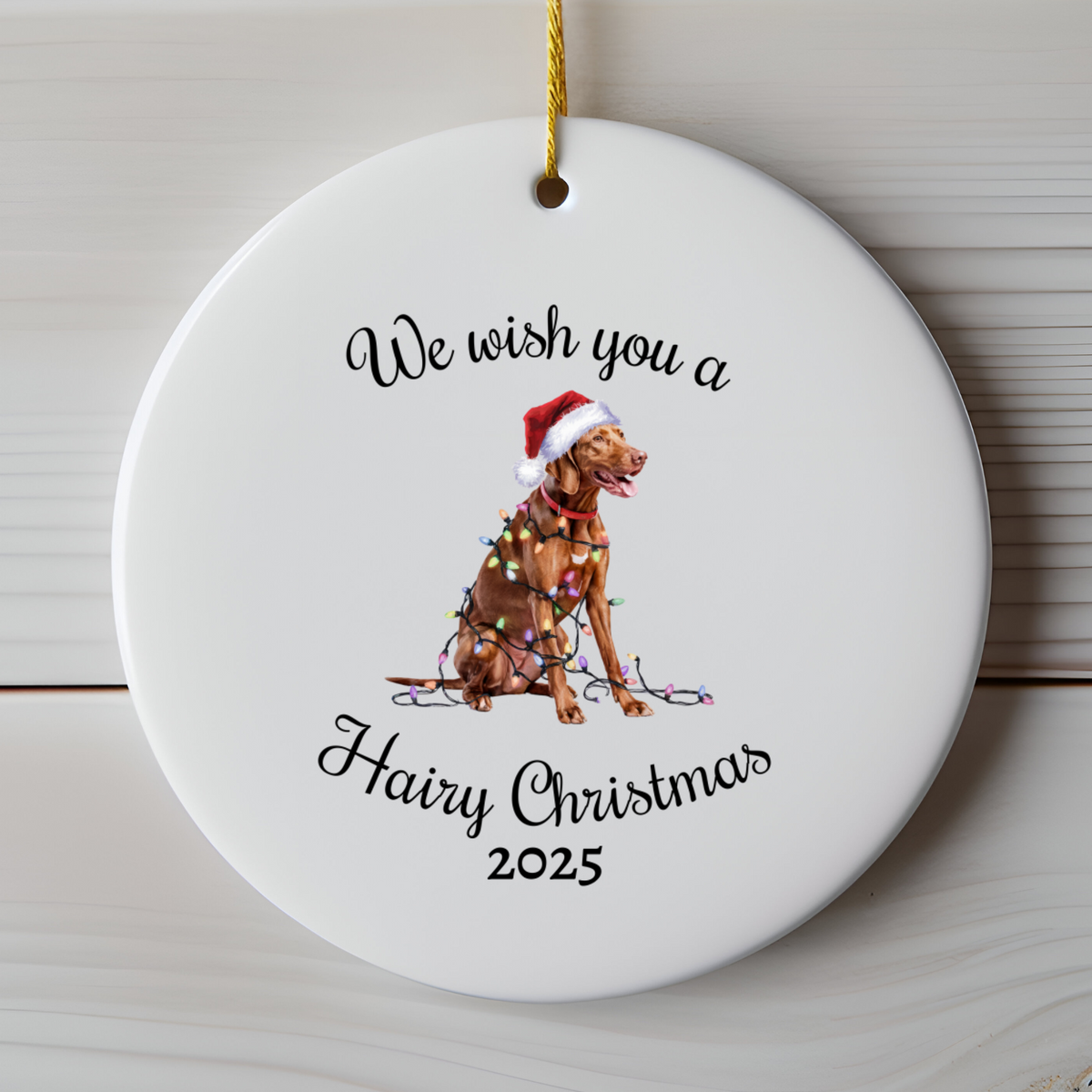 Christmas Vizsla Ornament, Christmas Lights Dog Keepsake