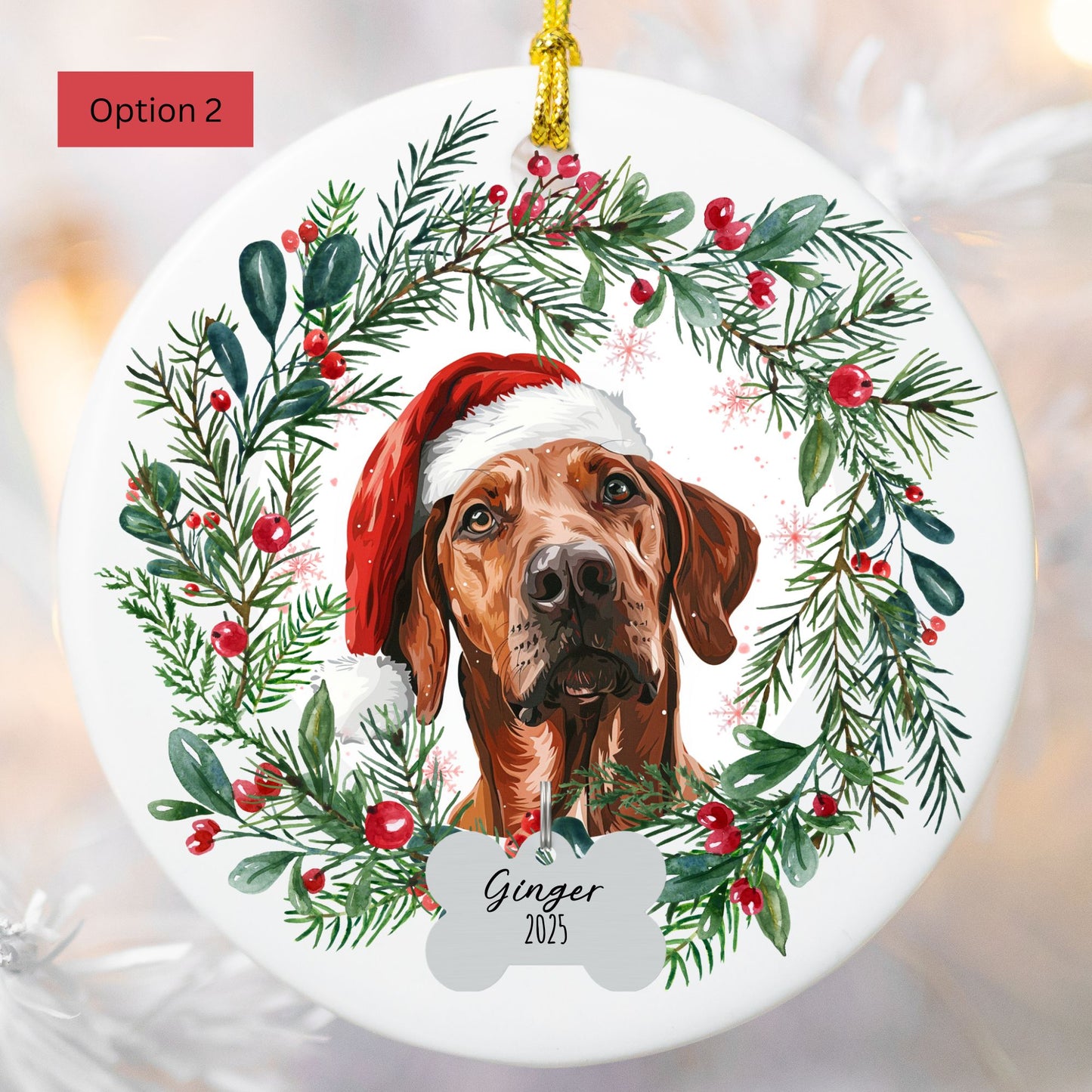 Personalized Rhodesian Ridgeback Christmas Ornament