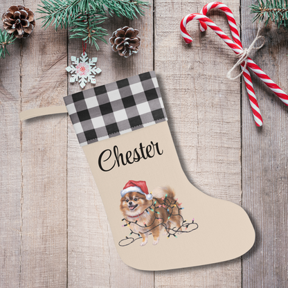 Personalized Pomeranian Christmas Stocking, Holiday Decor Gift for Pet Lovers