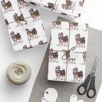 Load image into Gallery viewer, Alaskan Malamute Christmas Wrapping Paper, Cute Dog Gift Wrap with Santa Hat and Holiday Lights, Perfect for Dog Lovers
