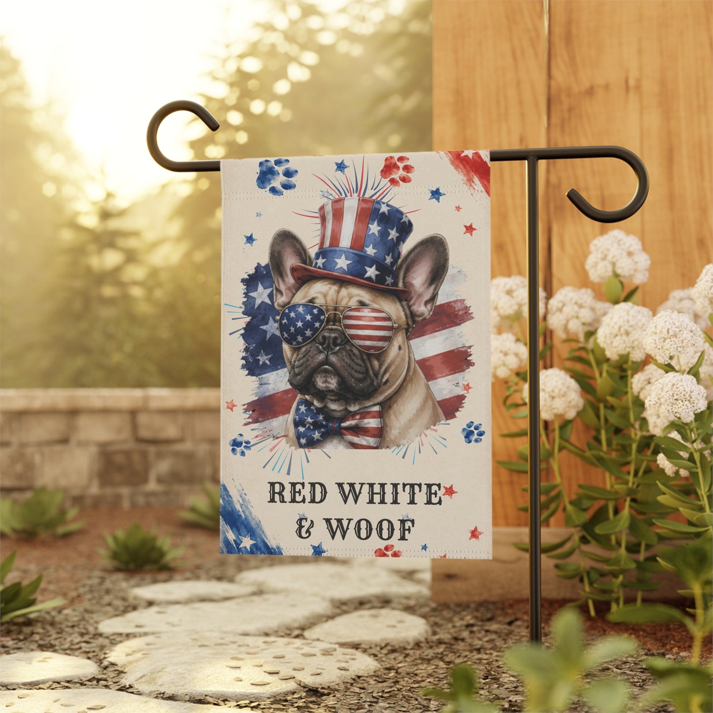 Patriotic French Bulldog Garden Flag