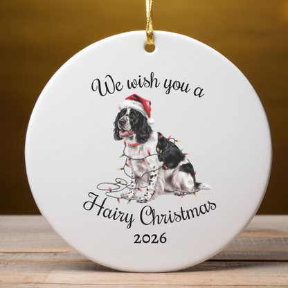 Christmas Black Springer Spaniel Ornament, Christmas Lights Dog Keepsake