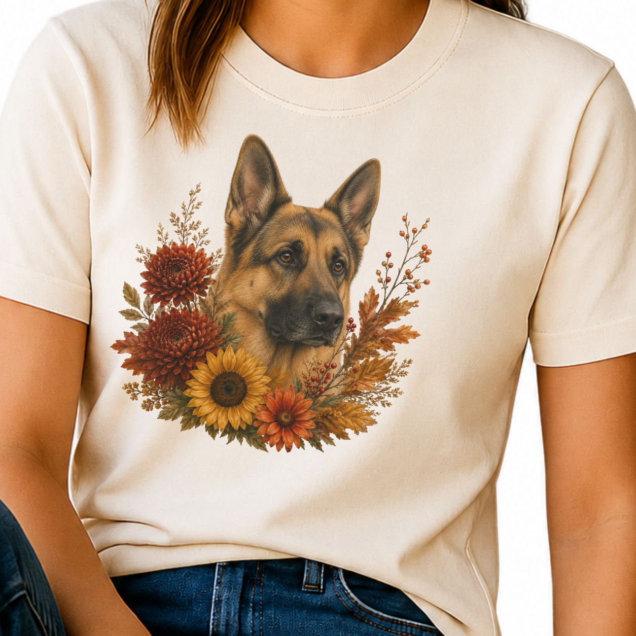 German Shepherd Autumn Floral Shirt