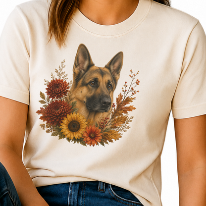 German Shepherd Autumn Floral Shirt
