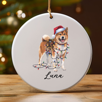 Load image into Gallery viewer, Personalized Akita Christmas Lights Ornament
