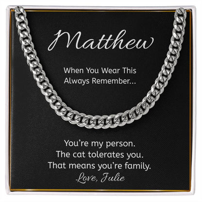 Funny Cat Lover Necklace, “You’re My Person” Personalized Necklace