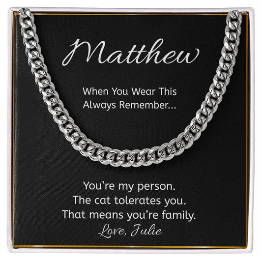 Funny Cat Lover Necklace, “You’re My Person” Personalized Necklace