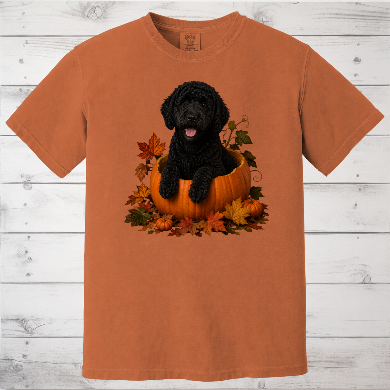 Black Portuguese Water Dog Pumpkin Shirt