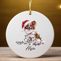 Load image into Gallery viewer, Papillon Personalized Ornament, Custom Dog Keepsake
