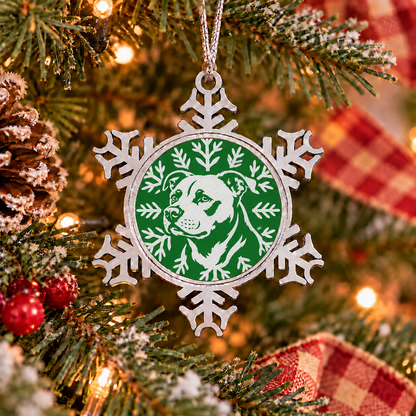 Pit Bull Ornament, Pewter Snowflake Christmas Ornament, Pit Bull Lover Gift