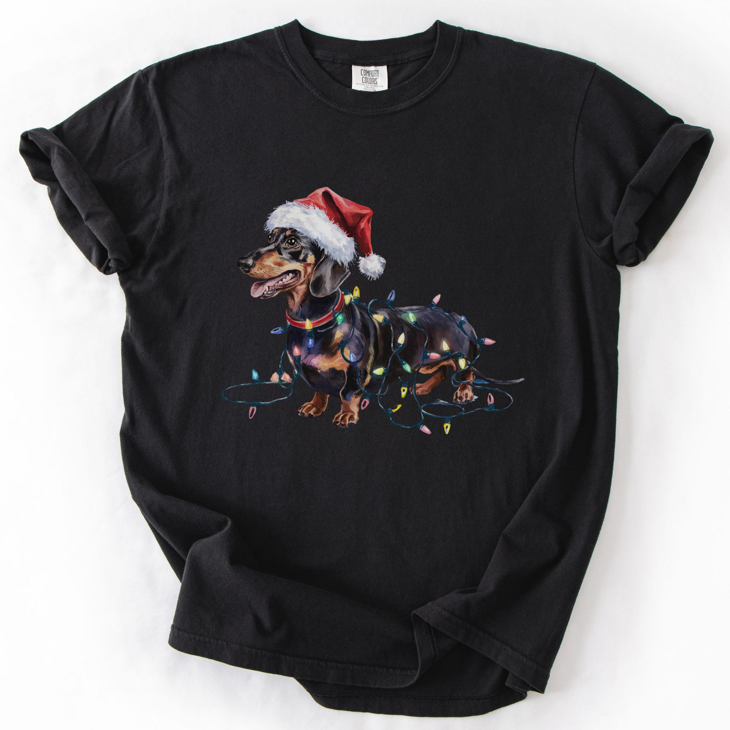 Christmas Dachshund Shirt, Christmas Lights Dog Tee, Christmas Dog Tee, Dachshund Mom Tshirt, Gift for Dog Lover, Dachshund