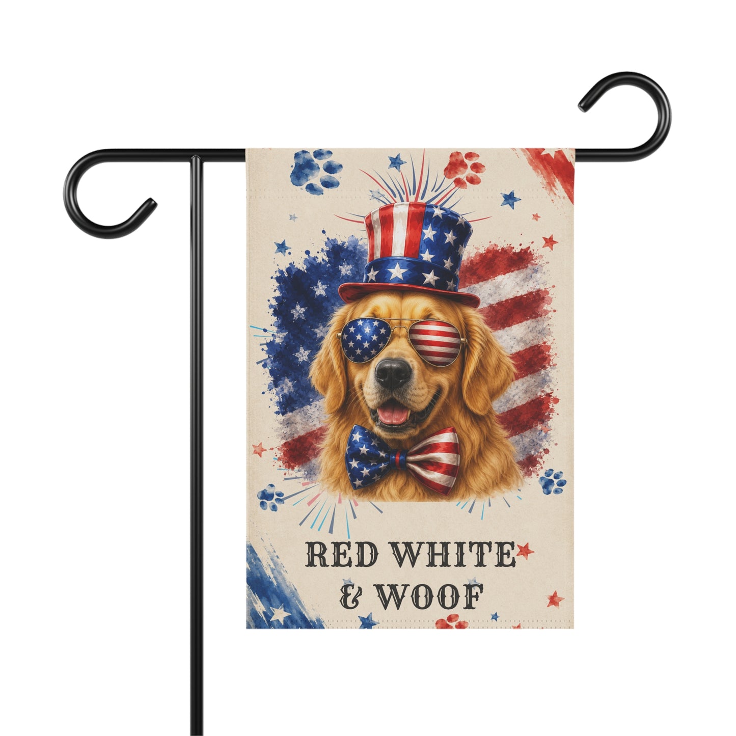 Patriotic Golden Retriever Garden Flag