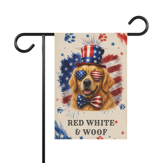 Patriotic Golden Retriever Garden Flag