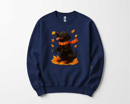Black Labrador Autumn Sweatshirt, Cute Fall Dog Shirt, Dog Lovers Gift, Cozy Dog Sweater, Labrador in Leaves, Gift For Pet Moms