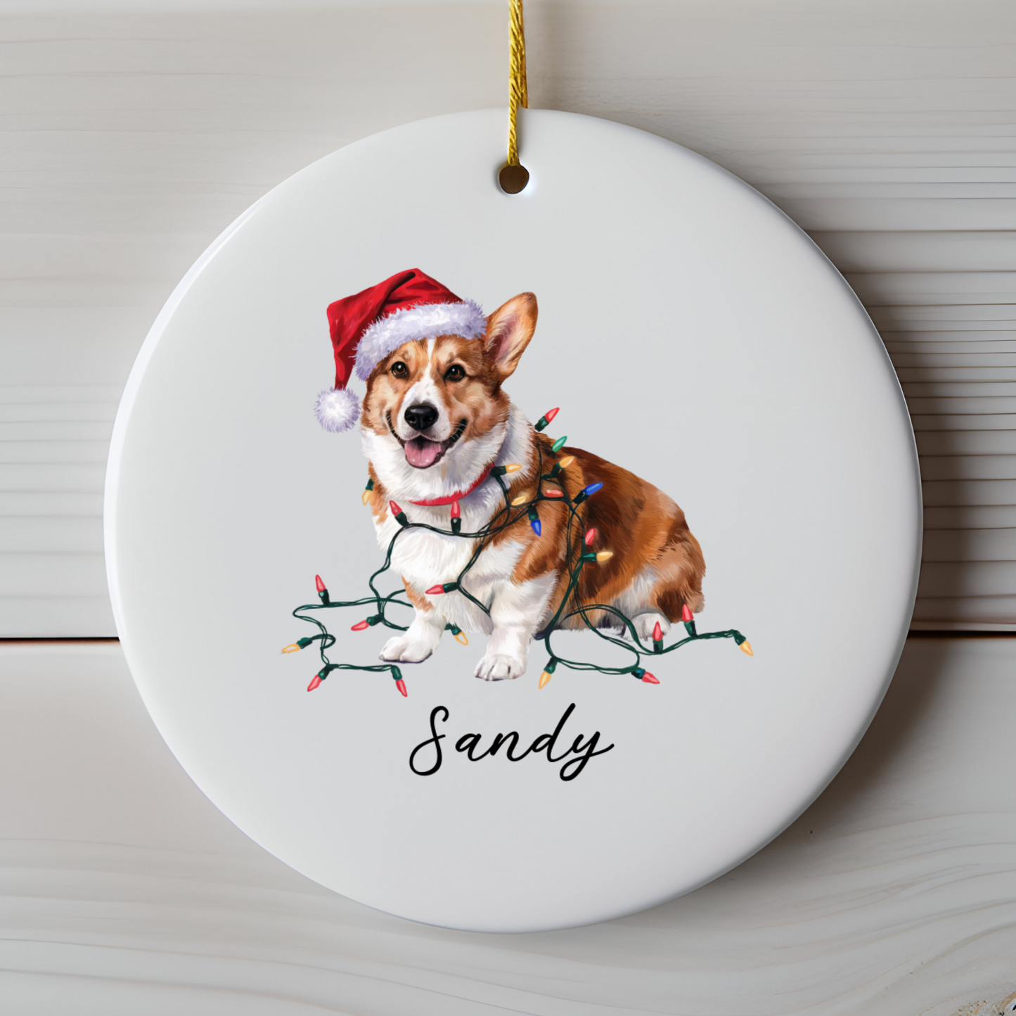 Personalized Corgi Ornament, Ceramic Christmas Tree Decor, Festive Pet Lover Gift