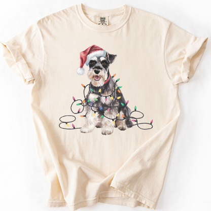 Schnauzer Christmas Lights Shirt, Festive Holiday Tee for Bearded Dog Lovers