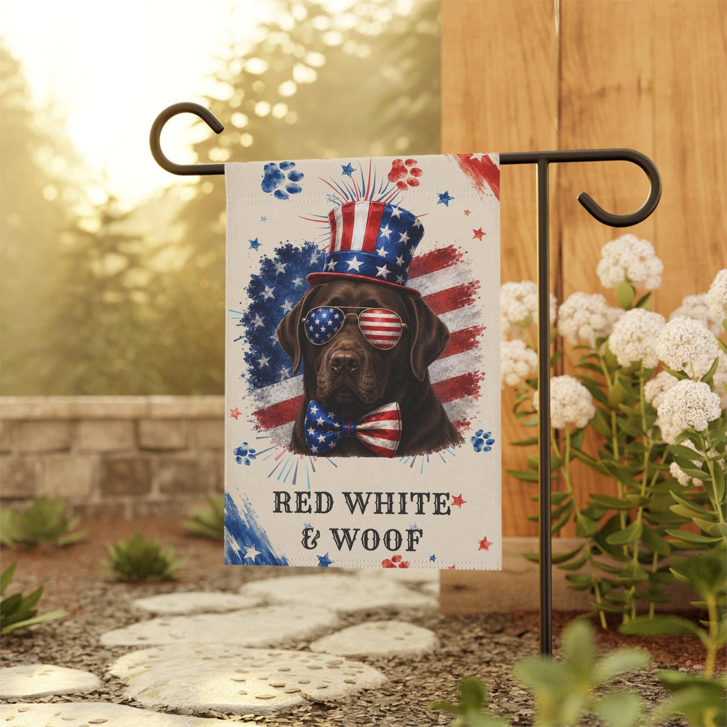Patriotic Chocolate Lab Garden Flag