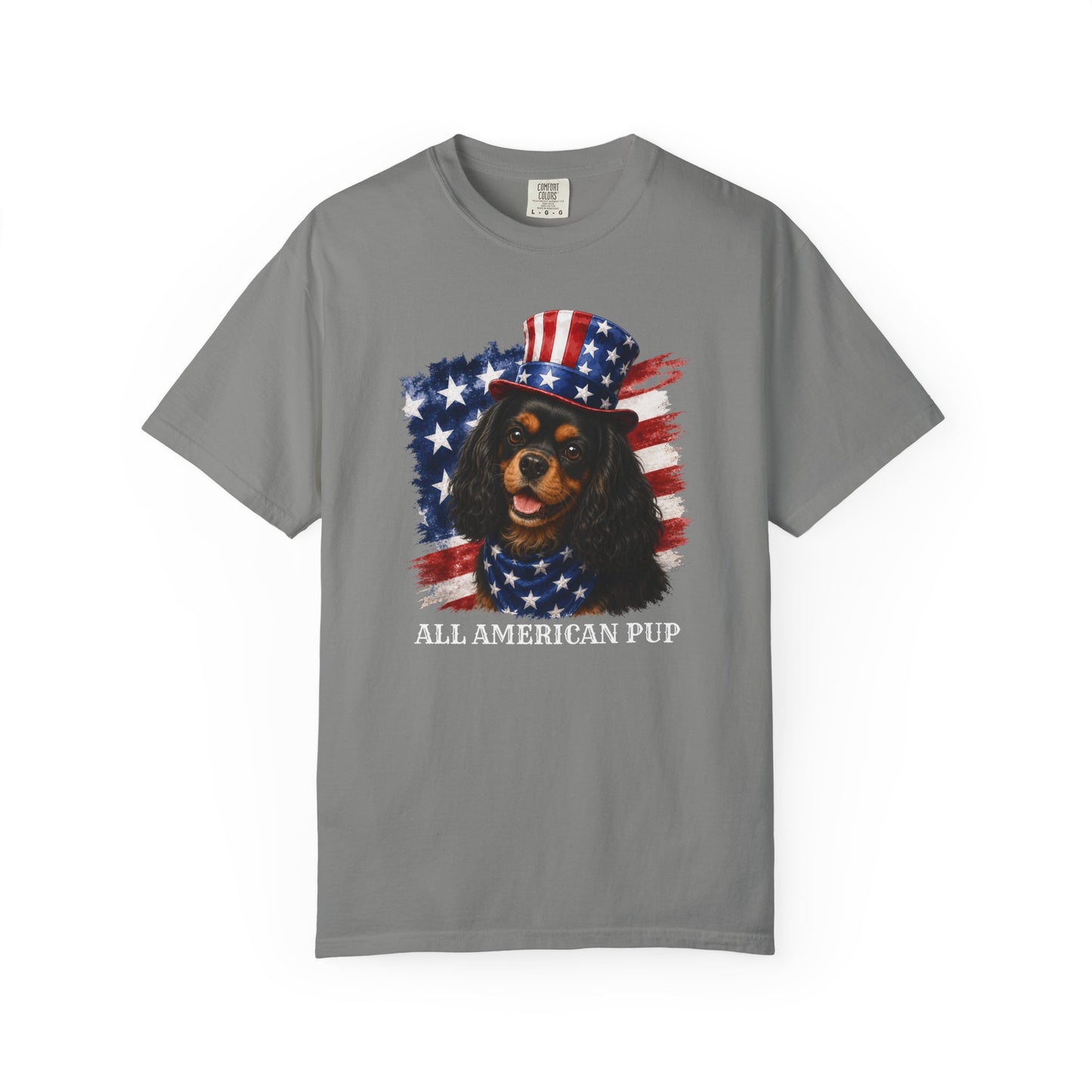 Patriotic Black and Tan Cavalier All American Pup Shirt