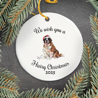 Load image into Gallery viewer, Christmas Saint Bernard Ornament, Christmas Lights Dog Keepsake
