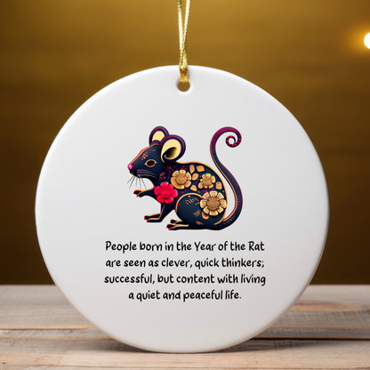 Chinese Zodiac Rat Ornament, Year of the Rat Horoscope Gift for Lunar New Year