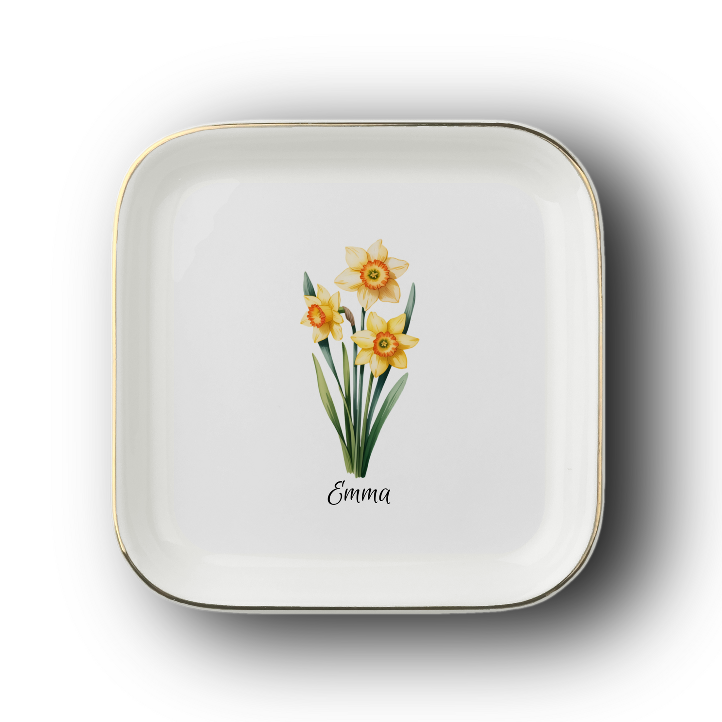 Personalized Birth Flower Jewelry Dish