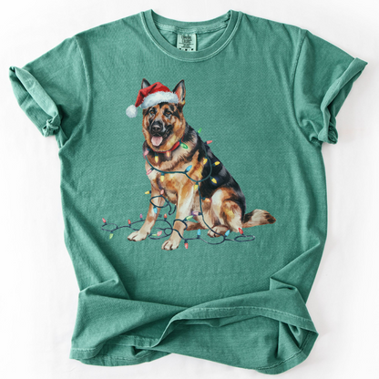 Christmas German Shepherd Shirt, Christmas Lights Dog Tee, Christmas Dog, Shepherd Mom Tee, Gift for Dog Lover, Shepherd Tee