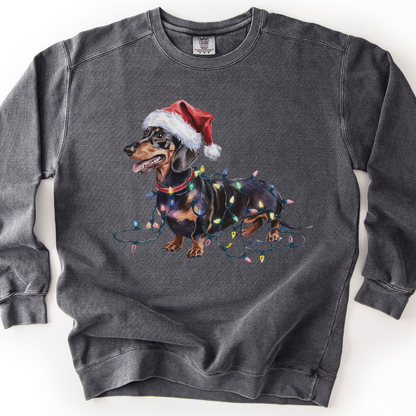 Black and Tan Dachshund Christmas Lights Sweatshirt