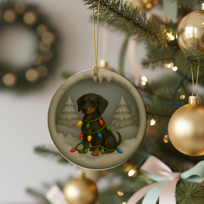 Personalized Black & Tan Dachshund Christmas 3D Clay-Style Dog Keepsake