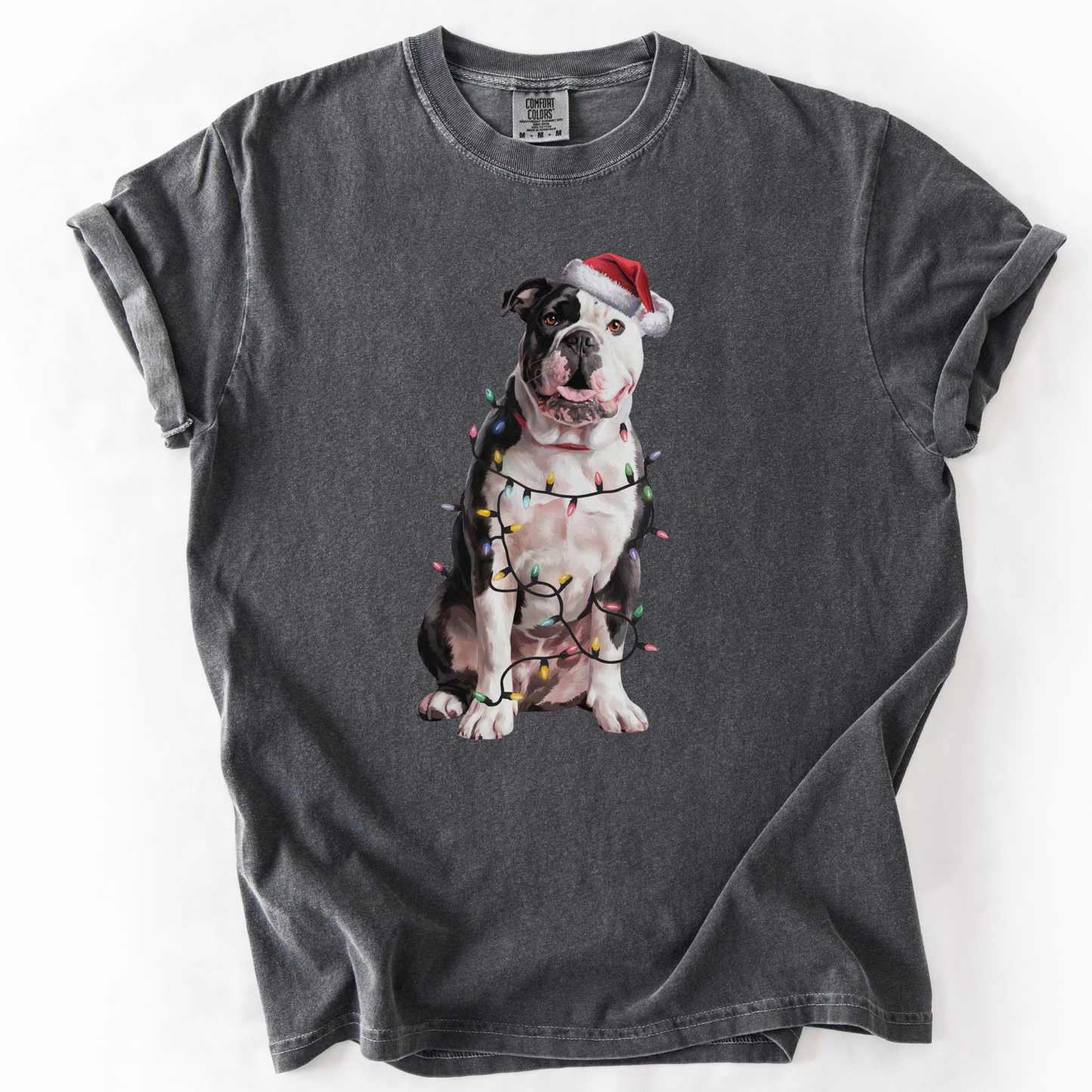 American Bulldog Christmas Lights Dog Shirt