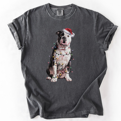 American Bulldog Christmas Lights Dog Shirt