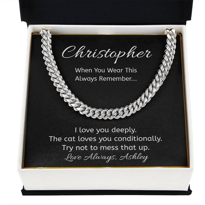 Funny Cat Lover Necklace with Personalized Message Card