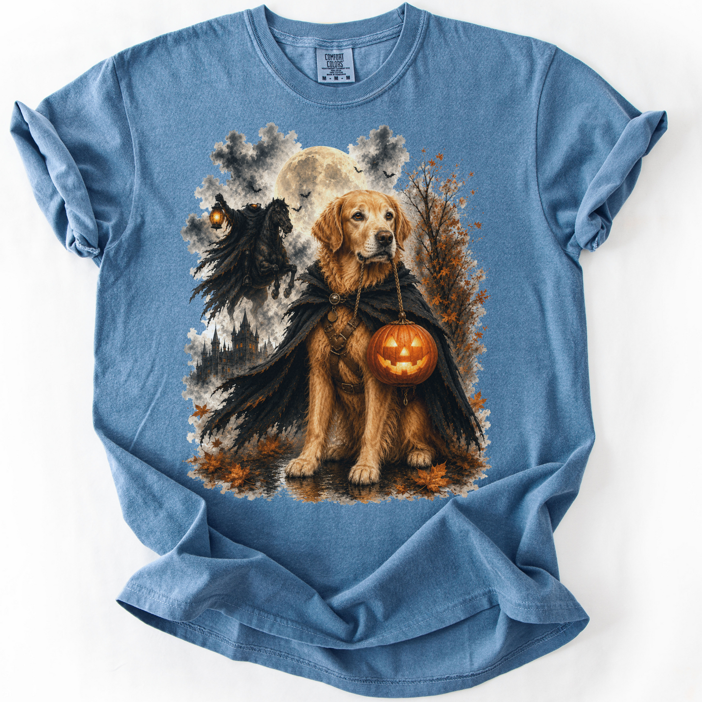 Custom Halloween Dog Shirt, Personalized Headless Horseman Comfort Colors Pet Portrait Tee