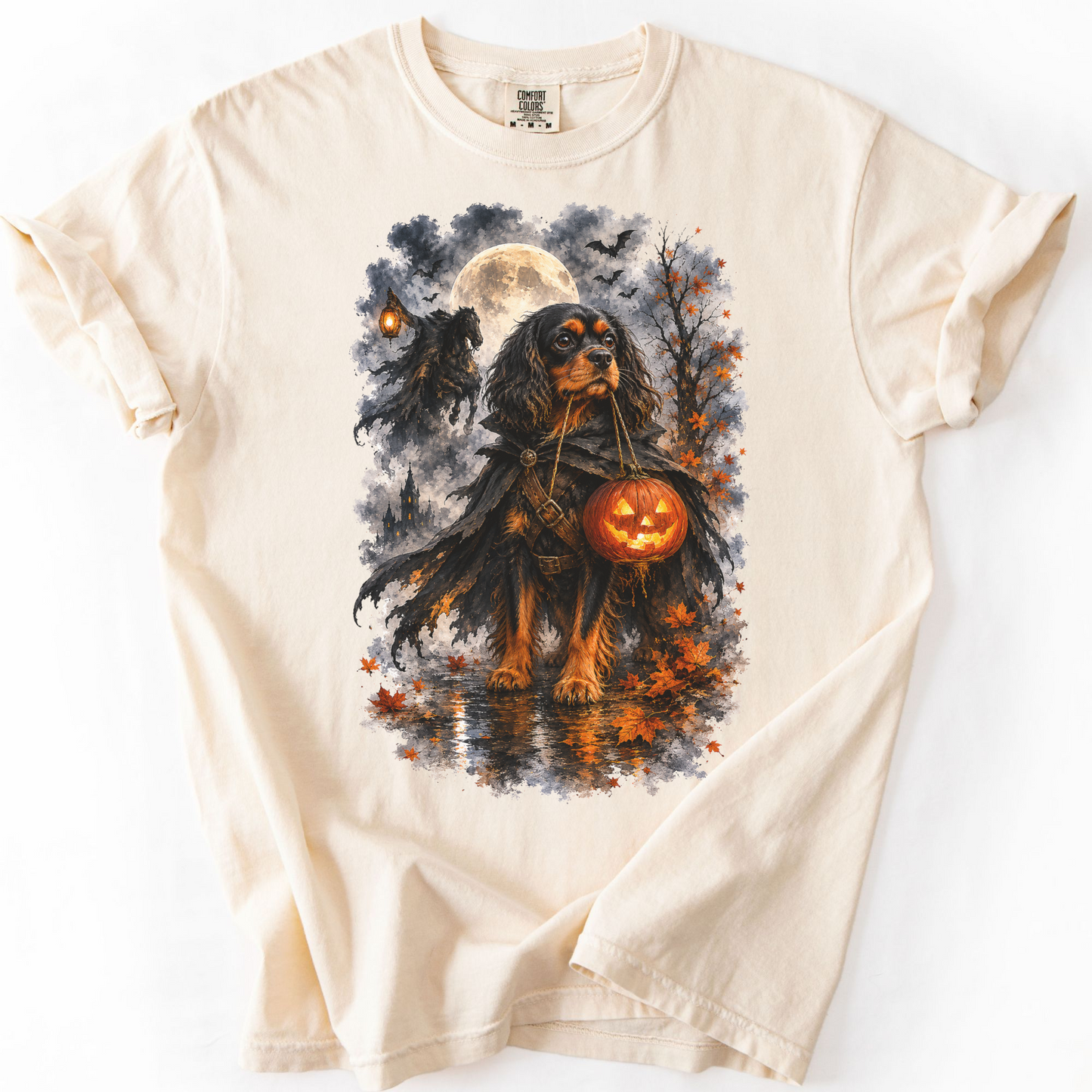 Black & Tan Cavalier Headless Horseman Inspired Halloween Comfort Colors Shirt