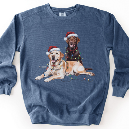 Chocolate and Yellow Lab Christmas Lights Sweatshirt