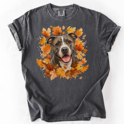Pitbull Fall Shirt, Autumn Dog Mom Comfort Colors Tee
