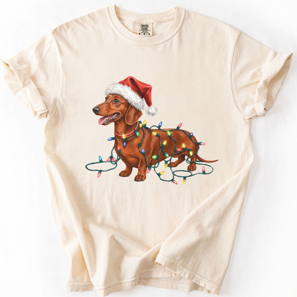 Red Dachshund Christmas Lights Shirt