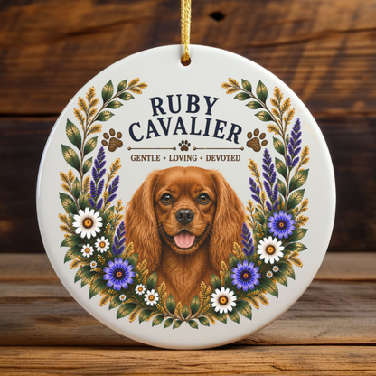 Ruby Cavalier Ornament, Cavalier King Charles Spaniel Gift, Ruby Cavalier Dog Mom Keepsake