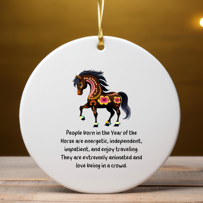 Chinese Zodiac Horse Ornament, Year of the Horse Horoscope Gift for Lunar New Year