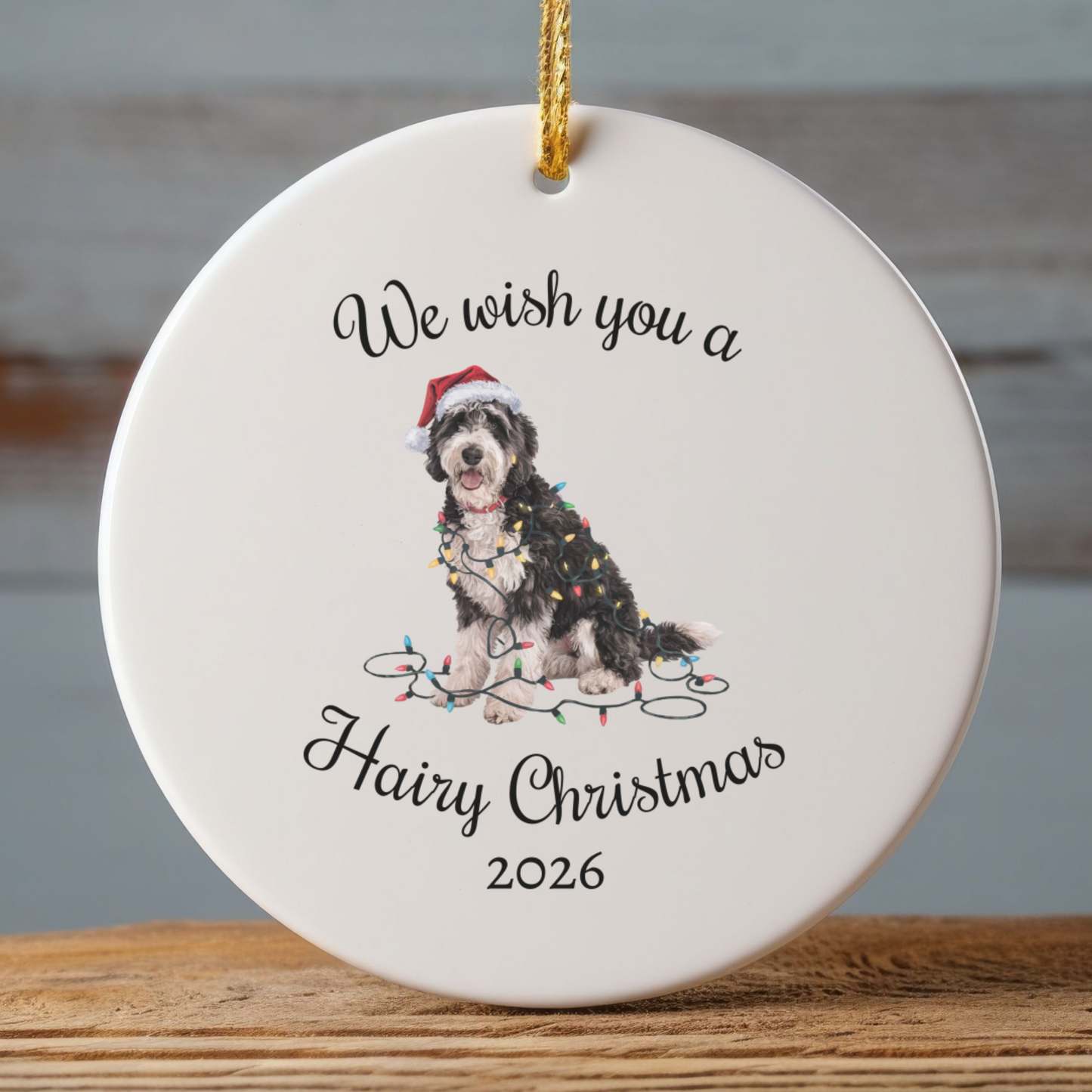 Christmas Labradoodle Ornament, Christmas Lights Dog Keepsake